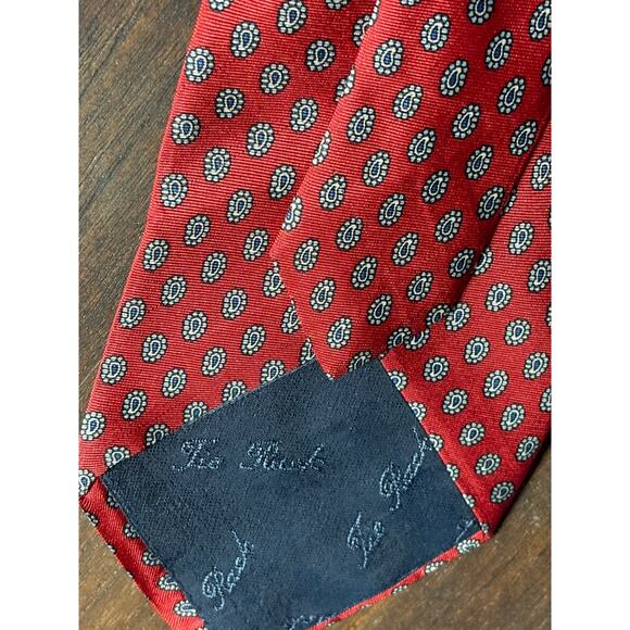 Angelo Bosani Tie Rack Mens Neck Tie Classic Red Blue Florets 100% Silk - Picture 7 of 10